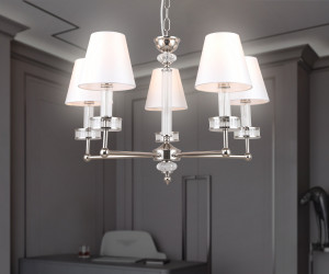 LH71001/5 BN/WH никель/белый E14*5 max 40W D670*1130