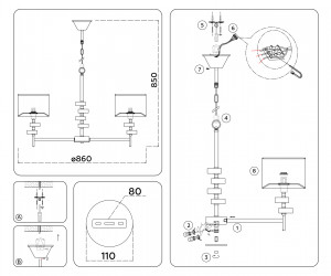 LH71332/7 CGD золото E14/7 max 40W D*860*850