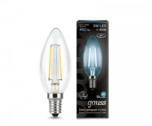 Лампа Gauss LED Filament Candle E14 5W 4100К 1/10/50