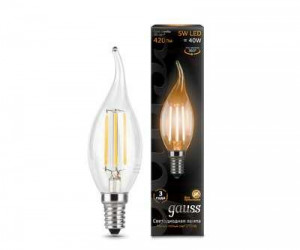 Лампа Gauss LED Filament Candle tailed E14 5W 2700K 1/10/50