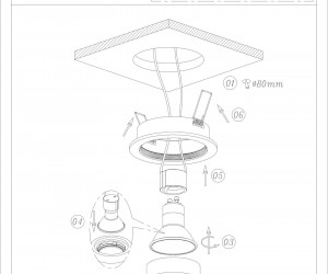 DK2026-BK Встраиваемый светильник, IP 20, 50 Вт, GU10, черный, алюминий