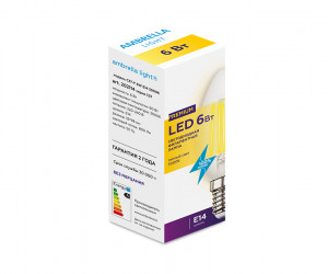 Лампа Filament LED C37-F 6W E14 3000K (60W)