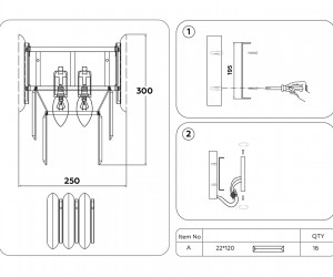 TR5299/2 DCH/GD черный хром/золото E14/2 max 40W 300*250*140
