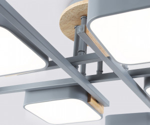 FL4889/8 GR/WD серый/дерево 144W 3000-6000K 960*960*160 (без ПДУ)