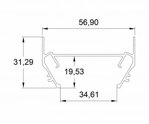 TR3050-AL Закладной профиль под шинопровод для натяжного потолка 2м