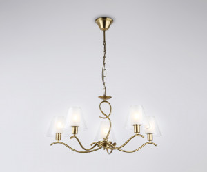 LH57091/5 BS/FR латунь/белый матовый E14/5 max 40W D690*790