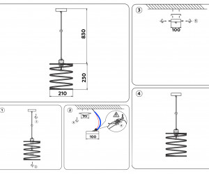 TR8401 BK черный E27 max 60W D190*1000
