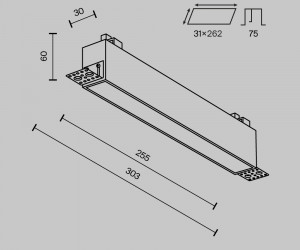 Встраиваемый светильник Technical DL066-20W3-6K-TRS-W