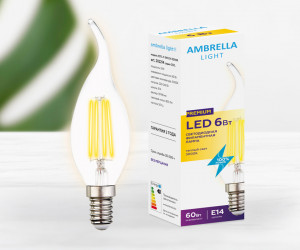Лампа Filament LED C37L-F 6W E14 3000K (60W)