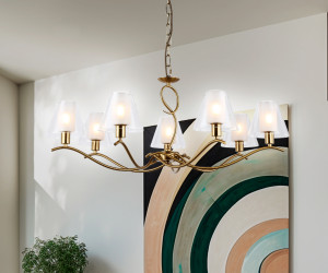 LH57093/7 BS/FR латунь/белый матовый E14/7 max 40W D840*790