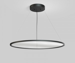 Подвесной светильник горизонтальный VEIL, 80 Вт, ?1000?В1500 мм, LED 2700-6000K, IP20, пульт Д/У (в комплекте), черный, алюминий, акрил