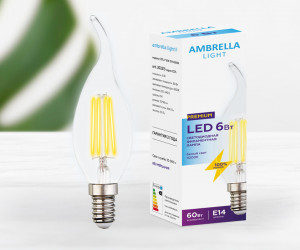 Лампа Filament LED C37L-F 6W E14 4200K (60W)