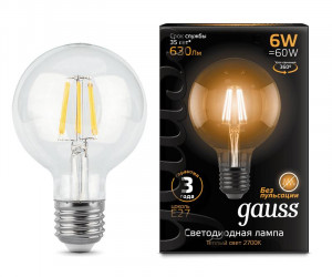 Лампа Gauss LED Filament G95 E27 6W 2700K 1/20