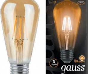 Лампа Gauss LED Filament ST64 E27 6W Golden 2400К 1/10/40