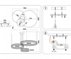 FA6201/3 WH белый 245W 3000K+6400K/3000K/6400K/4200K+4200K 1230*800*940 (ПДУ РАДИО 2.4G)