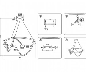FL10501 DCH черный хром 3000K/4200K/6400K 74W D600*1200 (ПДУ РАДИО 2.4G)