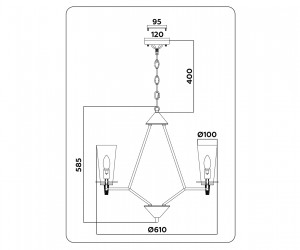TR3237/6 BK черный E14/6 max 40W D610*585