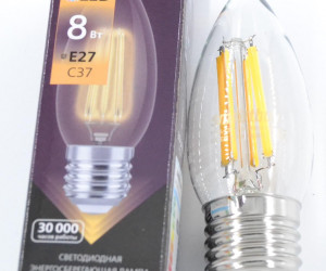 Светодиодная (LED)FIL Лампа Smartbuy-C37-8W/3000/E27 (SBL-C37F-8-30K-E27)