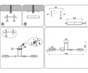 TR8248/4 BK/LWD черный/светлое дерево E27/4 max 40W 840*360*220