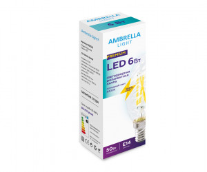 Лампа Filament LED C35 6W E14 6400K (50W) 220-240V