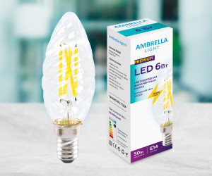 Лампа Filament LED C35 6W E14 6400K (50W) 220-240V