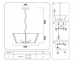 TR5110/6 CH/CL хром/прозрачный E14/6 max 40W D550*1000