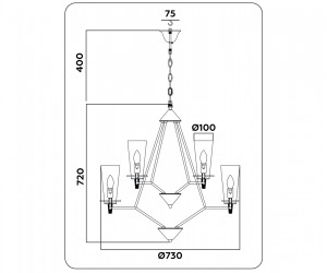 TR3238/6+3 BK черный E14/9 max 40W D730*720
