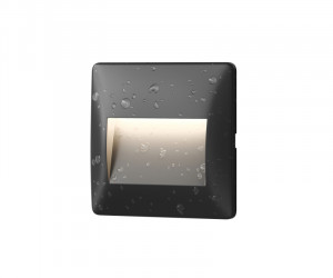 Светильник встраиваемый в стену HELM, IP65, LED 3000К, 2.5 Вт, черный, пластик