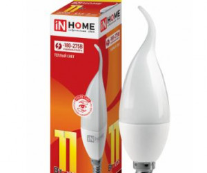Лампа светодиодная LED-СВЕЧА НА ВЕТРУ-VC 11Вт 230В Е14 3000К 990Лм IN HOME