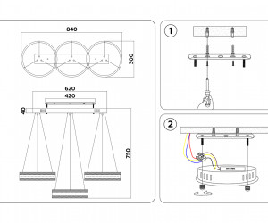 FA6206/3 WH белый 122W 3000K+6400K/3000K/6400K/4200K+4200K 840*300*750 (ПДУ РАДИО 2.4G)