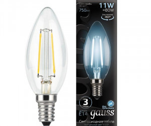 Лампа Gauss LED Filament Свеча E14 11W 720lm 2700К 1/10/50