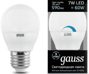 Лампа Gauss LED Globe-dim E27 7W 4100К диммируемая 1/10/100