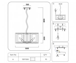 TR5131 CH/CL хром/прозрачный E14/5 max 40W D500*1000