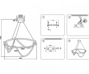 FL10508 DCH черный хром 3000K/4200K/6400K 84W D800*1200 (ПДУ РАДИО 2.4G)