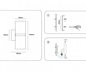 FW2477/2 BK/CH черный/хром GU10/2 max 12W 145*55*80