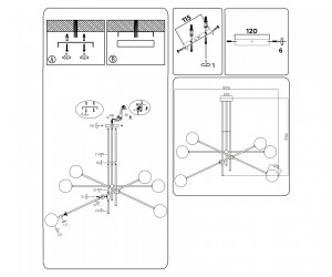 TR2521/6 WH/BS белый/латунь G9/6 max 10W D970*750