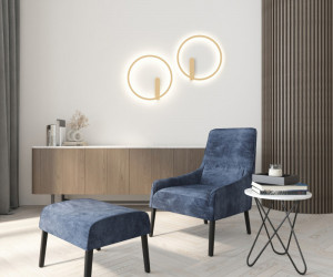 DK5035-SG Бра ROUND со светодиодом, IP20, 24W, 3000/4000/6500K, матовое золото, алюминий