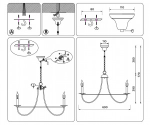 TR9616/8 CGD золото E14*8 max 40W D690*770