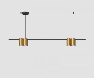 DK4061-BK+SG Подвесной светильник ORBIT, IP20, 4xGU10 LED до 15 Вт, черный + сатинированное золото, алюминий