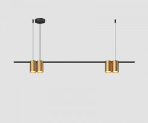 DK4061-BK+SG Подвесной светильник ORBIT, IP20, 4xGU10 LED до 15 Вт, черный + сатинированное золото, алюминий