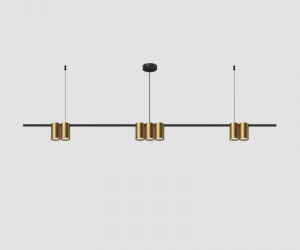 DK4063-BK+SG Подвесной светильник ORBIT, IP20, 7xGU10 LED до 15 Вт, черный + сатинированное золото, алюминий