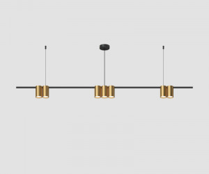 DK4063-BK+SG Подвесной светильник ORBIT, IP20, 7xGU10 LED до 15 Вт, черный + сатинированное золото, алюминий