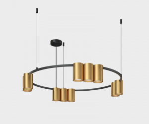 DK4065-BK+SG Подвесной светильник ORBIT , IP20, 10xGU10 LED до 15 Вт, черный + сатинированное золото, алюминий