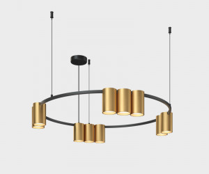 DK4065-BK+SG Подвесной светильник ORBIT , IP20, 10xGU10 LED до 15 Вт, черный + сатинированное золото, алюминий