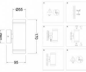 FW2488/2 WH белый GU10/2 max 12W 170*55*95