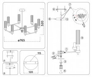 LH55152/8 CH/CL хром/прозрачный E14/8 max 40W D765*520