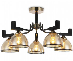 TR9099/5 BK/GD/TI черный/золото/янтарь E27*5 max 40W D600*316