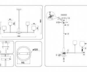 LH53019/12 BS/FR латунь/белый матовый G9*12 max 40W D910*680