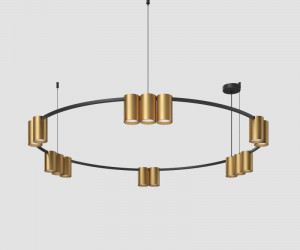 DK4067-BK+SG Подвесной светильник ORBIT, IP20, 15xGU10 LED, до 15 Вт, черный + сатинированное золото, алюминий