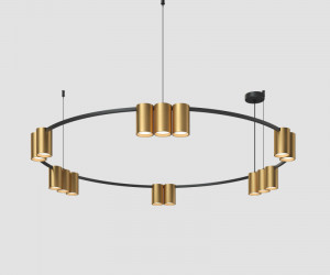 DK4067-BK+SG Подвесной светильник ORBIT, IP20, 15xGU10 LED, до 15 Вт, черный + сатинированное золото, алюминий